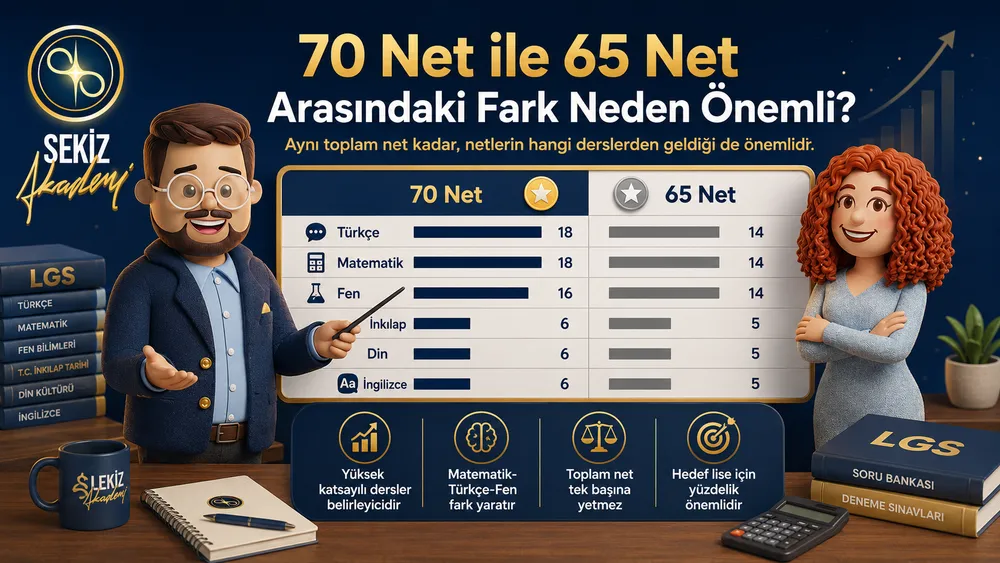 LGS’de 70 ve 65 Net Kaç Puan Yapar? Ders Dağılımına Göre Puan Yorumu