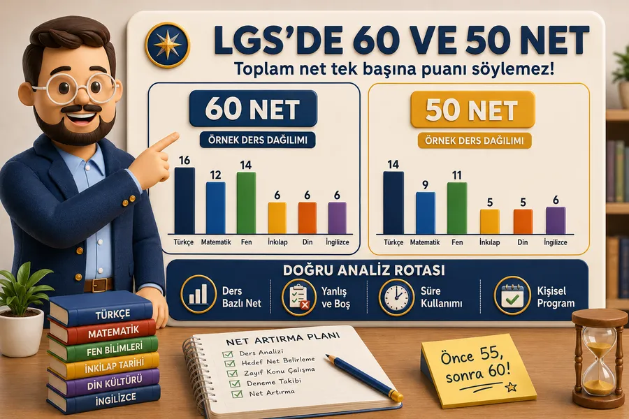 LGS’de 60 ve 50 Net Kaç Puan Yapar? Net Artırma Rehberi