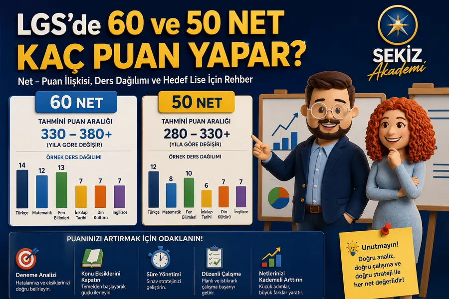 LGS’de 60 ve 50 Net Kaç Puan Yapar? Net Artırma Rehberi